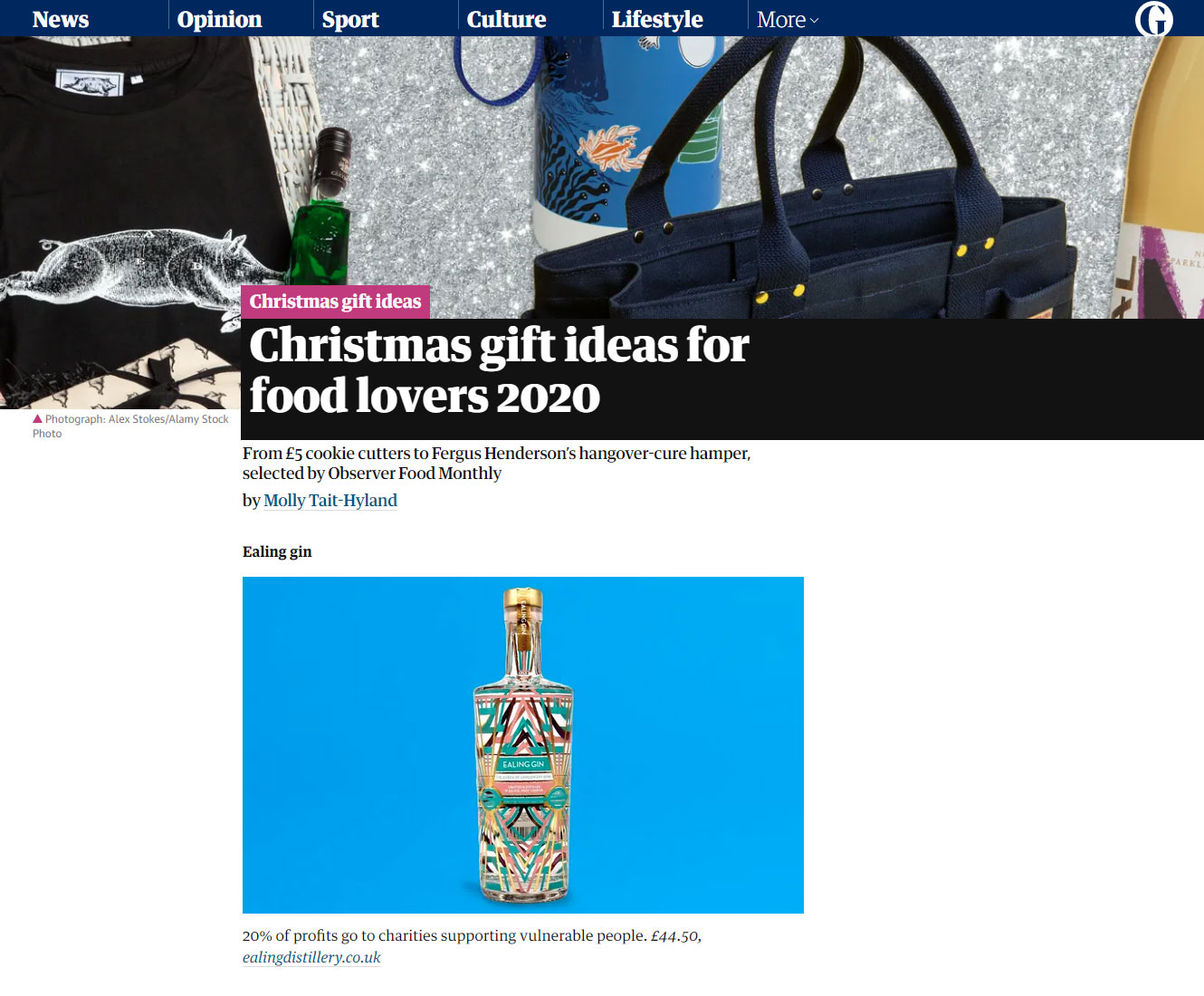 Ealing Gin in The Observer Gift Guide Ealing Gin