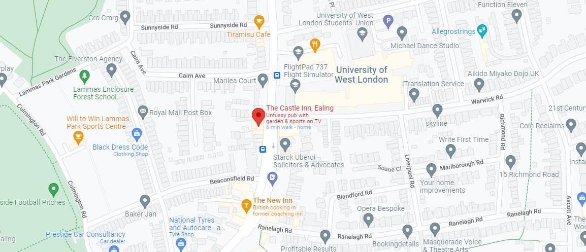 ealing gin at the castle inn ealing